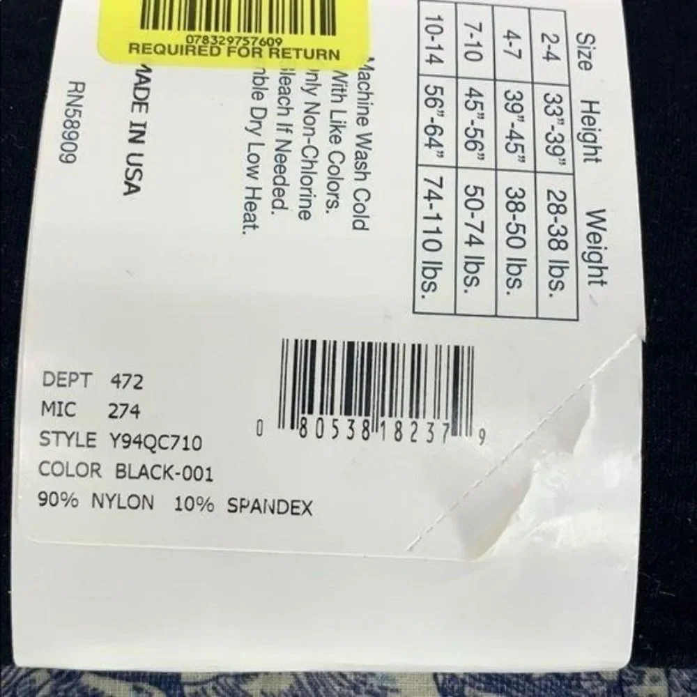Copper Key 2 Pair Opaque Black Tights Girls‎ Size 10-14